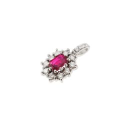 Ciondolo Kate Rubino Ottagonale 6x4mm contorno 10 Diamanti