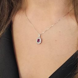 Photo of worn Kate Rubino Octagonal Pendant 6x4mm with 10 Diamonds
