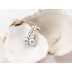 Pendant earrings with 10 diamonds and Tahitian Pearls