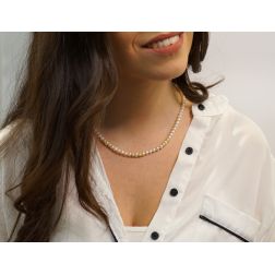 photo of worn Pearls Necklace 2 x 3 yellow gold