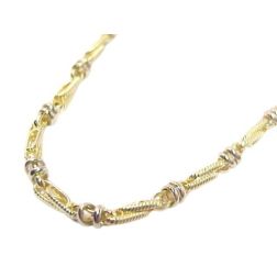 Girocollo 45cm Occhio di Pernice tubolare rigata in Oro Giallo alternata con 2 occhielli in Bianco