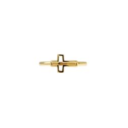 Anello Croce Forata Oro Giallo