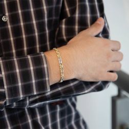 Bracciale 3+1 pernice & tigre bicolore 21cm x 5,20mm foto indossata