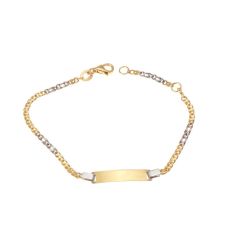 Yellow and White Gold Tiger and Partridge Link Tag Bracelet