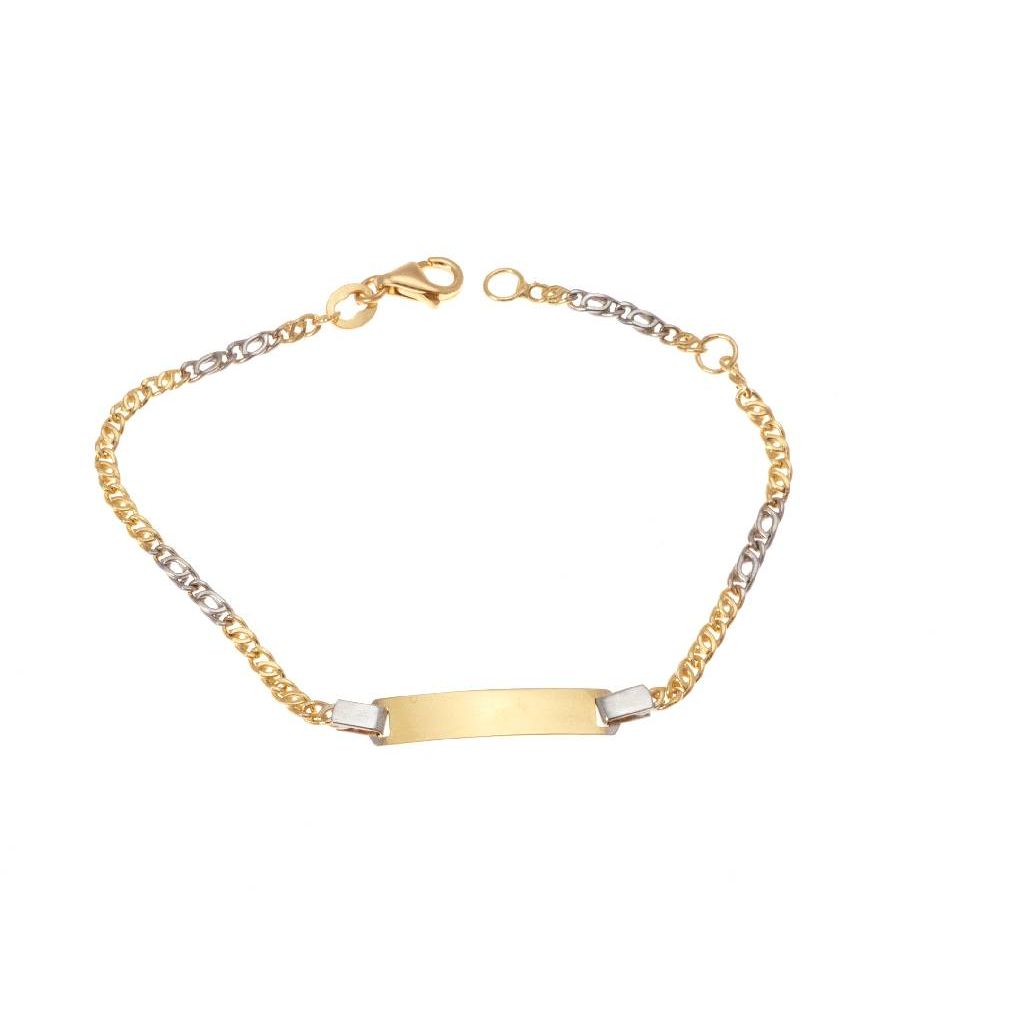 Yellow and White Gold Tiger and Partridge Link Tag Bracelet