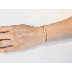 Bracciale Baby con Targa maglia Tigre e Pernice Oro Giallo e Bianco foto indossata