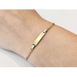 Bracciale Baby con Targa maglia Tigre e Pernice Oro Giallo e Bianco foto indossata