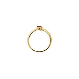 Contrariè ring with 2 zircons, coloured heart, in yellow gold