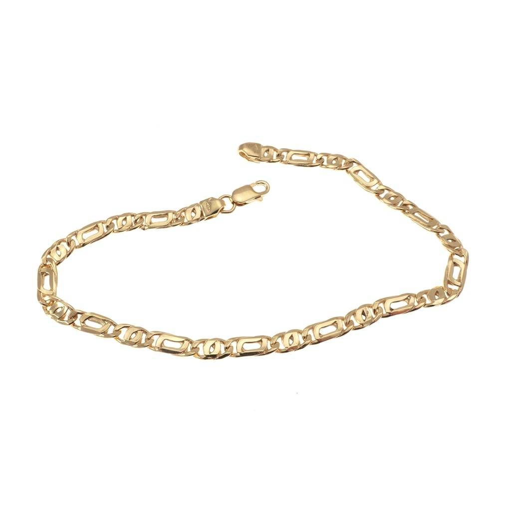 Bracciale maglia 1+1 tigre e pernice sfaccettata oro giallo 5mm