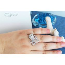 Anello Polpo Diamanti oro bianco 18kt foto indossata