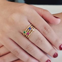 photo of worn of Torchon Solitaire Ring Coloured Zircon, in Yellow Gold