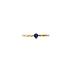 Anello Solitario Torchon Zircone colorato, in Oro Giallo