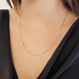 Collana 50cm x 3.20mm a catena 3+1 Oro Giallo foto indossata