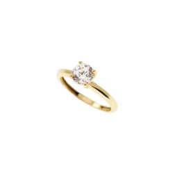Classique Solitaire Ring with Round Zircon in Yellow Gold
