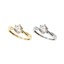 Vine Solitaire Ring with Round Zircon