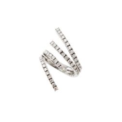 Contrariè Diamond Tennis Ring in White Gold