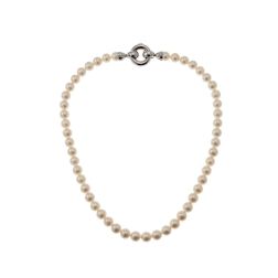 Collana Perle Akoya con chiusura anello a cavallotto in Oro Bianco