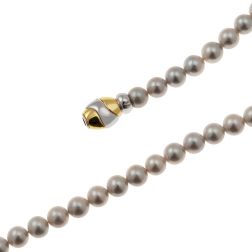 Gray Akoya pearls necklace oval box clasp Bicolor