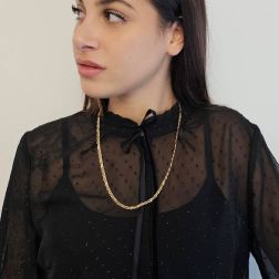 Photo of worn 3+1 tiger necklace 59cm x 4.60mm - Solid structure