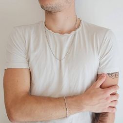 Bracciale maglia Torchon e palline Oro Bianco foto indossata