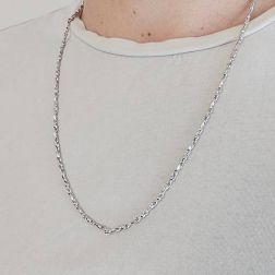 Collana 60cm maglia Torchon e palline Oro Bianco foto indossata
