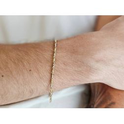Photo of worn Bracelet Tubular Chain Springs and Oval Grains Two-Tone