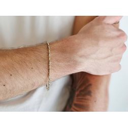 Photo of worn Bracelet Tubular Chain Springs and Oval Grains Two-Tone