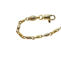 Bracciale Catena tubolare alternato molle e chicchi ovali Bicolore