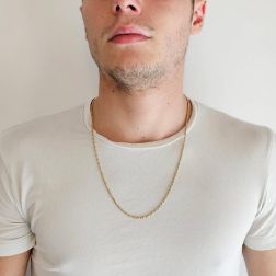 Collana 60cm Catena tubolare alternato molle e chicchi ovali Bicolore foto indossata