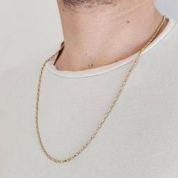 Photo of worn 60cm Necklace Tubular Chain Springs and Oval Grains Two-Tone
