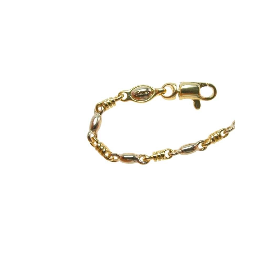 Necklace Tubular Chain Springs and Oval Grains Two-Tone