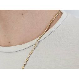 Collana 60cm Catena tubolare alternato molle e chicchi ovali Bicolore foto indossata