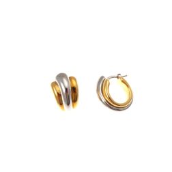 Rounded hoops in White and Yellow Gold