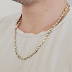 Photo of worn D&R necklace in White and Yellow Gold