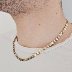 Photo of worn White and Yellow Gold disc sequin necklace