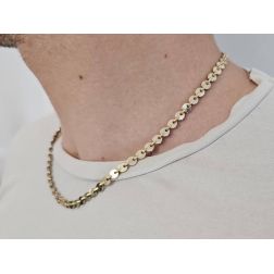 Photo of worn White and Yellow Gold disc sequin necklace