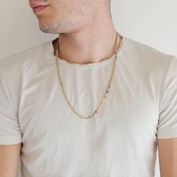Photo of worn White and Yellow Gold disc sequin necklace