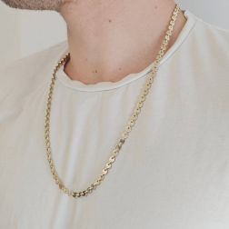 Collana disc sequin in Oro Bianco e Giallo foto indossata