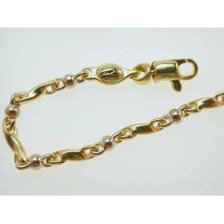 Torchon and Sphere Chain Bracelet in 18kt Yellow and White Gold