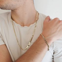 Bracciale disc sequin in Oro Bianco e Giallo foto indossata