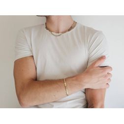 Bracciale disc sequin in Oro Bianco e Giallo foto indossata