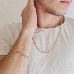 Bracciale 2+1 torchon in Oro Giallo e Bianco foto indossata