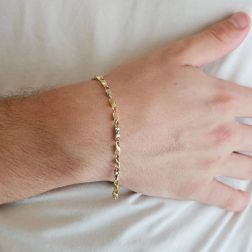 Bracciale 2+1 torchon in Oro Giallo e Bianco foto indossata