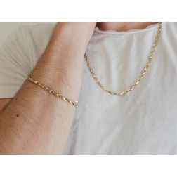 Photo of worn Yellow and Gold 2+1 tubolar chain Bracelet - 21cm