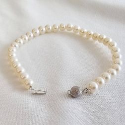 Bracciale perle sfera diamantata Oro Bianco