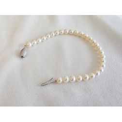 Bracciale Perle 5.50mm-6mm Barilotto 6mm Diamantato Oro Bianco