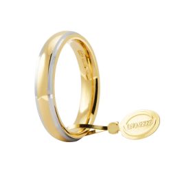 Wedding Band Comfortable UNOAERRE 4 mm Yellow gold with white rhodium sides