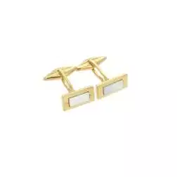 Gemelli Rettangolari in oro giallo 18kt con madreperla