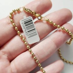Collana Girocollo con Palline 46cm x 3mm in Oro Giallo