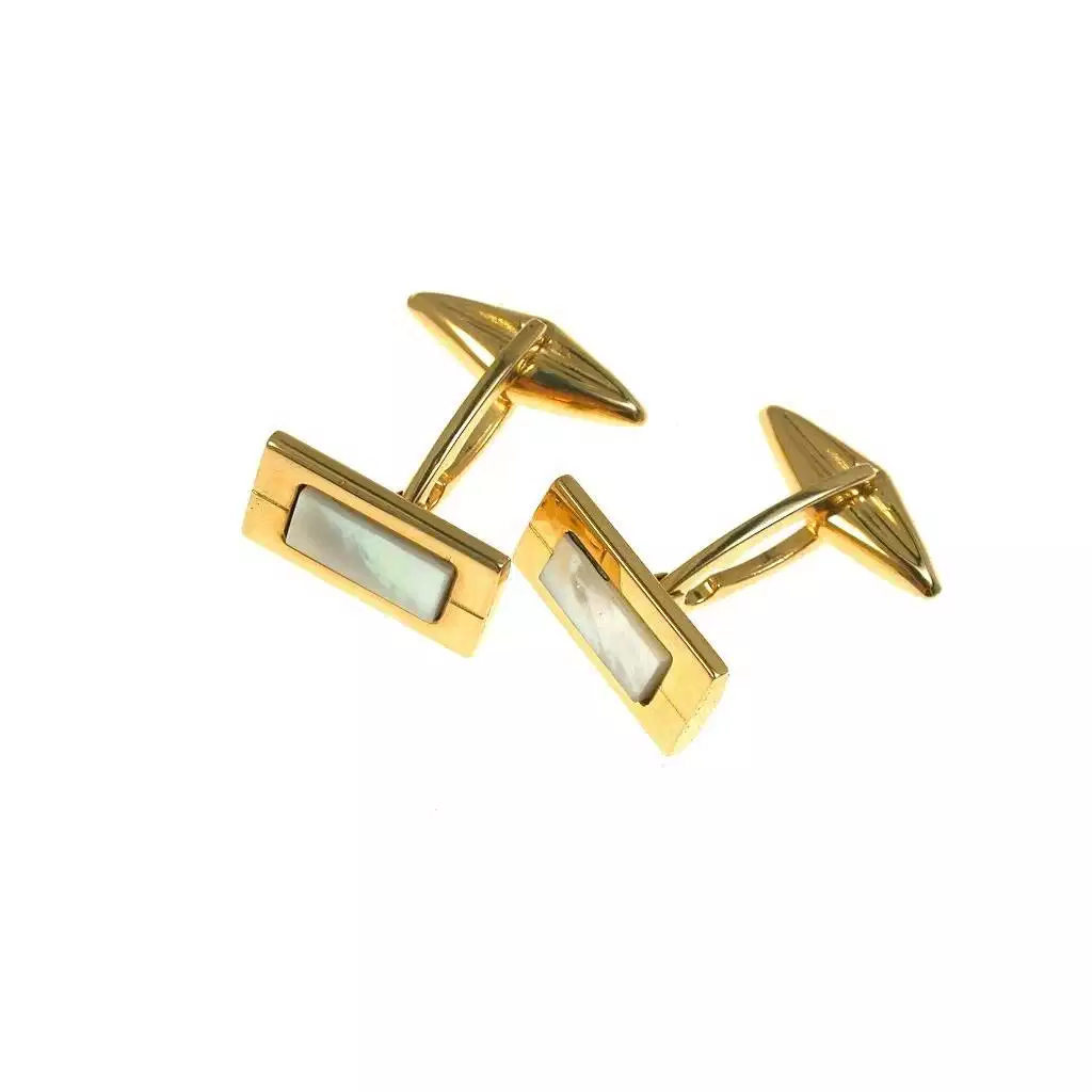 Gemelli Rettangolari in oro giallo 18kt con madreperla